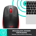 Logitech M190 | Draadloze Muis | Links- en Rechtshandig | RF | 1000 DPI | Zwart/Rood