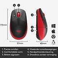 Logitech M190 | Draadloze Muis | Links- en Rechtshandig | RF | 1000 DPI | Zwart/Rood