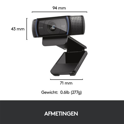 Logitech C920 HD Pro webcam 3 MP 1920 x 1080 Pixels USB 2.0 Zwart