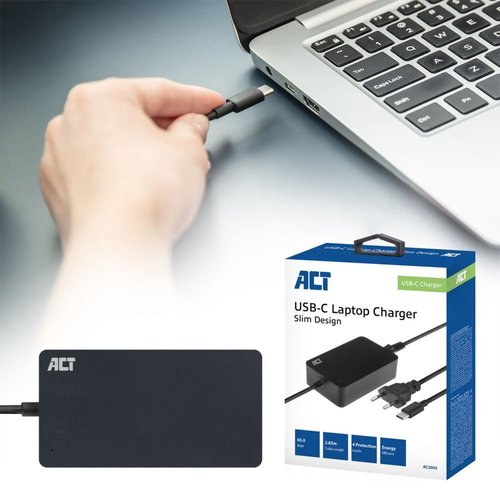 ACT AC2005 netvoeding & inverter Binnen 65 W USB-C