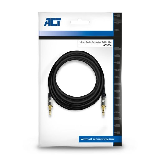 ACT AC3614 audio kabel 15 m 3.5mm Zwart