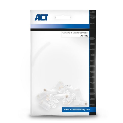 ACT AC4110 kabel-connector RJ45 Zilver, Transparant (10 st.)