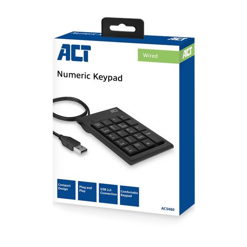 ACT AC5480 numeriek toetsenbord Universeel USB Zwart
