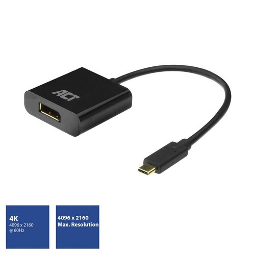 ACT AC7320 | USB-C naar DisplayPort Adapter | 0,15 m | Zwart