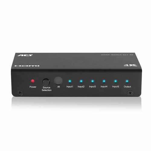 ACT AC7840 HDMI Switch | 5 Ingangen | 1 Uitgang | 4K @ 30Hz | Inclusief Afstandsbediening