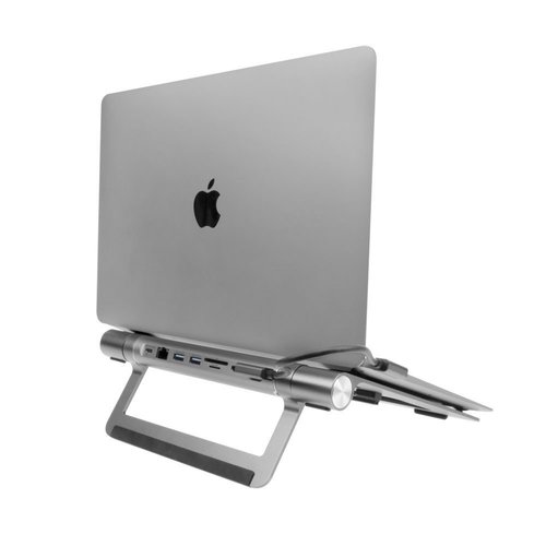 ACT AC8125 | Notebookstandaard 15.6" | Ingebouwde USB-C Docking Station | Grijs
