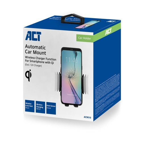 ACT AC9010 | Telefoonhouder voor in de Auto met Draadloos Opladen | Zwart
