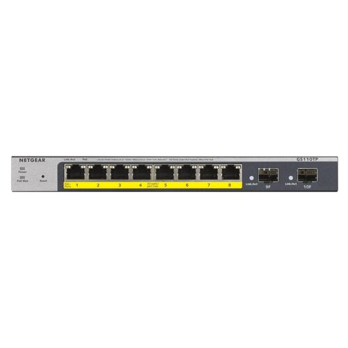 Netgear NETGEAR GS110TP | Managed Switch | L2/L3/L4 | 8 Poorten | Gigabit Ethernet (10/100/1000 Mbps) | PoE | Grijs