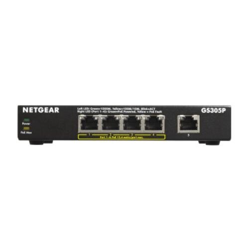 Netgear NETGEAR GS305Pv2 Unmanaged Gigabit Ethernet (10/100/1000) Power over Ethernet (PoE) Zwart