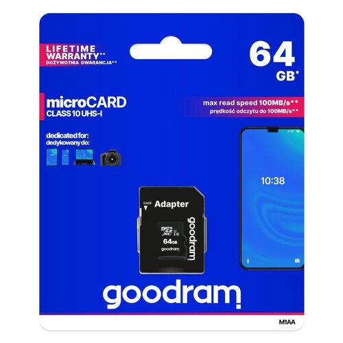 Goodram M1AA | MicroSDXC | 64GB | Class 10 | UHS-I U1