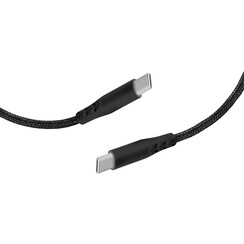 USB-C naar USB-C gevlochten kabel 2A 1m zwart