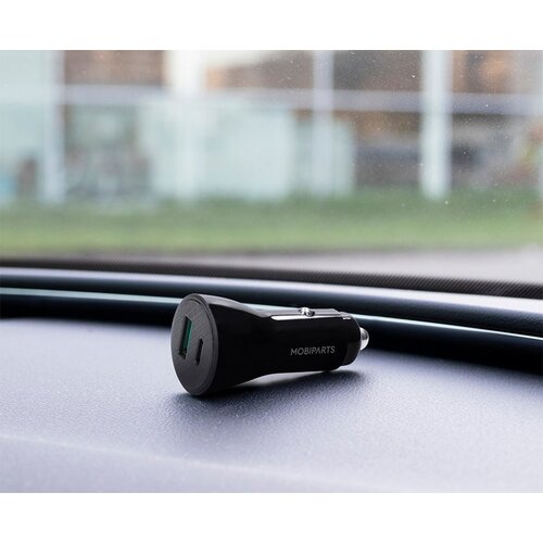 Mobiparts Car Charger | 2-Poorts USB-C & USB-A Autolader 30W PD Fast Charging | Zwart
