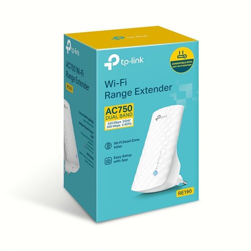 TP-Link RE190 | Wi-Fi 5 Range Extender | Dual-band | 750 Mbps | 10/100 Mbps Ethernet | Wit