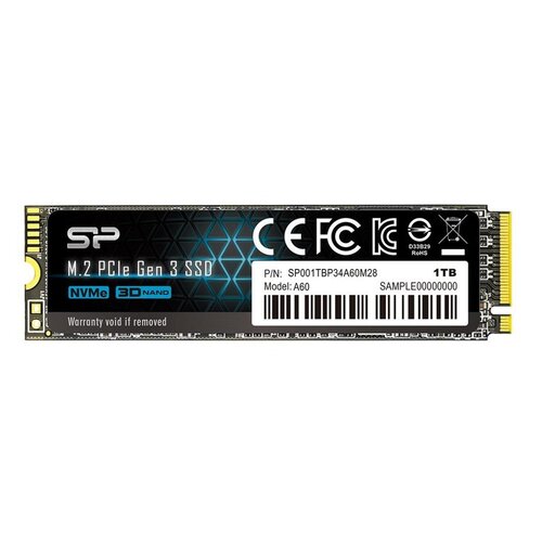 Silicon Power A60 | 1TB NVMe SSD | M.2 Gen3 | 2.200MB/s Lezen | 1.600MB/s Schrijven