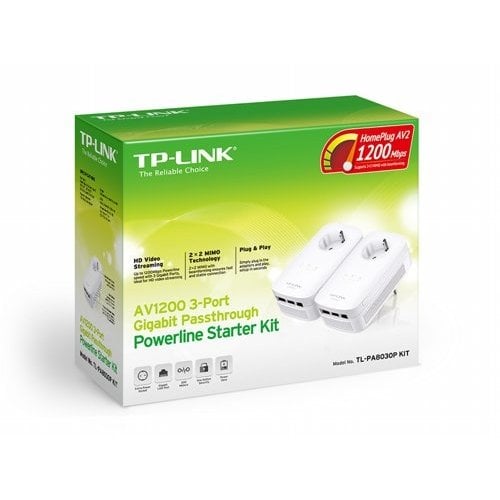 TP-Link TL-PA8030P KIT | Powerline Adapter Set | 1200 Mbps | 3x Gigabit Ethernet | Wit