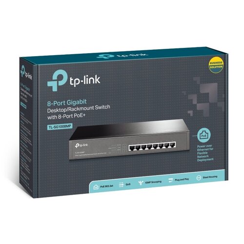 TP-Link TP-LINK TL-SG1008MP Unmanaged Gigabit Ethernet (10/100/1000) Power over Ethernet (PoE) Zwart