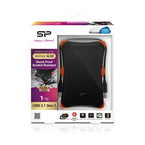 Silicon Power Rugged Armor Externe Harde Schijf | 1TB | USB 3.2 | Zwart