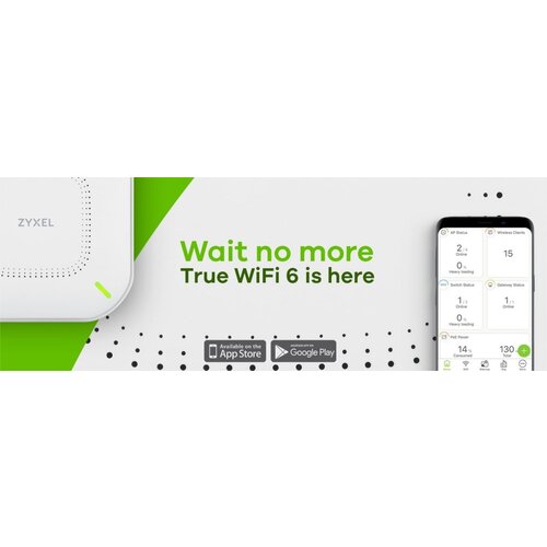 ZyXEL Zyxel Nebula NWA110AX | WiFi 6 Indoor Access Point | 1775 Mbit/s | PoE+ / 12 V DC | Inclusief Montagebeugel