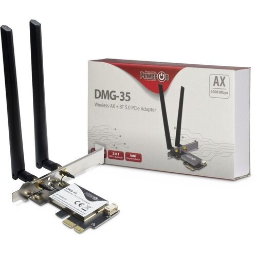Inter-Tech DMG-35 | Wi-Fi 6 & Bluetooth 5.0 PCIe Adapter | 3000 Mbps | Dual-band (2,4 GHz / 5 GHz) | Intel AX200 Chipset | PCIe x1