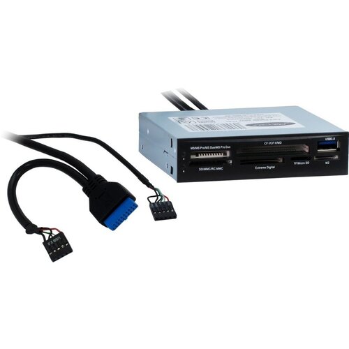 Inter-Tech CI-01 | Interne geheugenkaartlezer | USB 3.2 Gen 1 (5 Gbps) | 3.5" bay | Ondersteunt CF, SD, microSD, MS, xD | Zwart