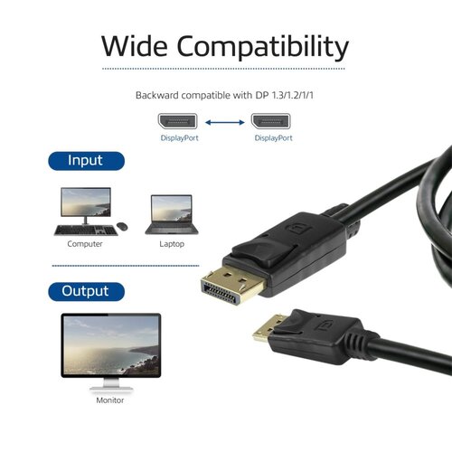 ACT AK4074 | DisplayPort-kabel | 3 meter | 4K@60Hz | DP 1.2 | Vergulde connectoren | Zwart