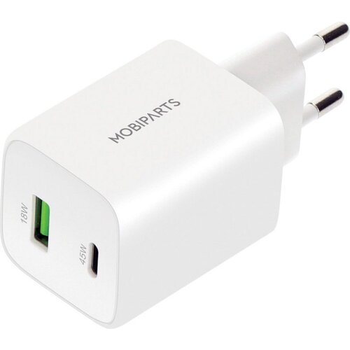 Mobiparts GaN Wall Charger USB-C/USB-A3.0/QC 45W Wit