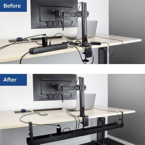 ACT Verstelbare Kabelgoot | Onder-bureau montage | Kabelmanagement | Metaal | Zwart