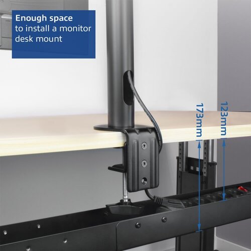 ACT Verstelbare Kabelgoot | Onder-bureau montage | Kabelmanagement | Metaal | Zwart