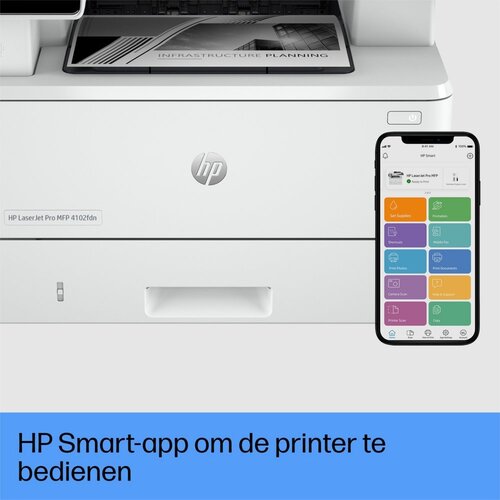 Hewlett Packard HP LaserJet Pro MFP 4102fdn AiO | 1200 x 1200 DPI | Zwart/Wit