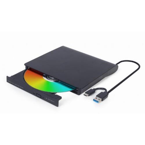 Gembird DVD-USB-03 | Externe CD/DVD Brander & Speler | USB & USB-C | Compact ontwerp | Zwart