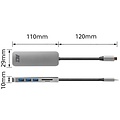 ACT AC7050 | 3-Poorts USB-C Hub | Kaartlezer | Zilver