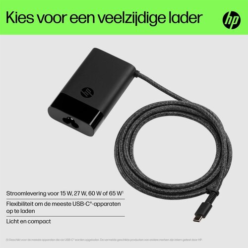 Hewlett Packard HP 671R2AA | USB-C Notebook Lader | 65 Watt