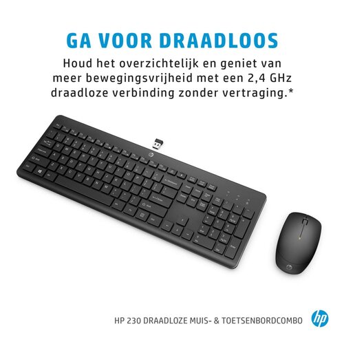 Hewlett Packard HP 230 draadloze muis- en toetsenbordcombo, Qwerty Wit/White