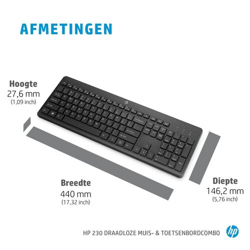 Hewlett Packard HP 230 draadloze muis- en toetsenbordcombo, Qwerty Wit/White