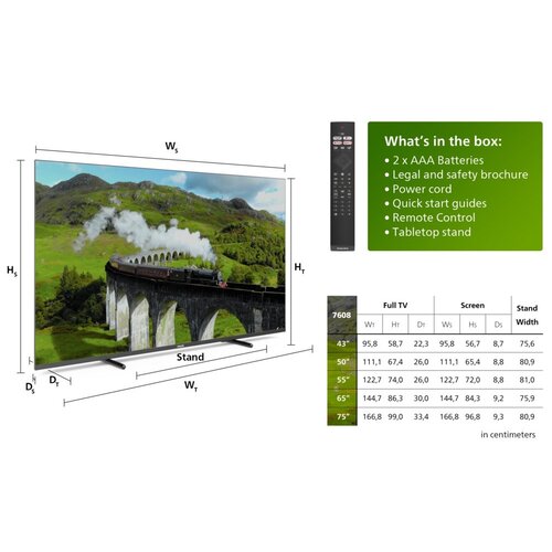 Philips 43PUS7608/12 43Inch 3840x2160 (4K) Smart CI+ 3 xHDMI