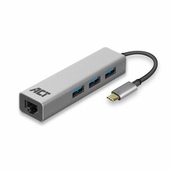 AC7055 3-Poorts USB-C 3.2 (USB 3.0) Hub met Gigabit ethernet poort