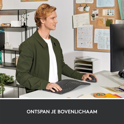 Logitech Lift | Ergonomische Draadloze Muis | Linkshandig | RF + Bluetooth | 4000 DPI | Grafiet