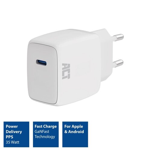 ACT AC2135 | USB-C Lader 35W | Power Delivery PPS & GaNFast