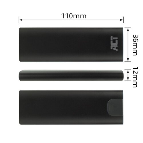 ACT AC1615 | USB-C M.2 NVMe/PCIe SSD Behuizing | Tool-Free | Aluminium | USB 3.2 Gen2 (10 Gbps)