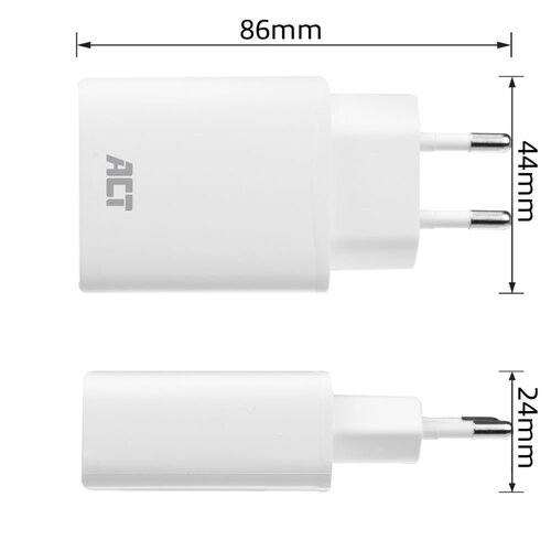 ACT AC2100 | USB-C Universele Oplader voor Mobiele Apparaten 20W | Wit