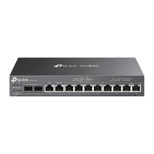 TP-Link Omada TL‑ER7212PC | Gigabit VPN Router & PoE+ Switch | 110 W PoE+ | Omada SDN Controller | Fanless Desktop/Wall
