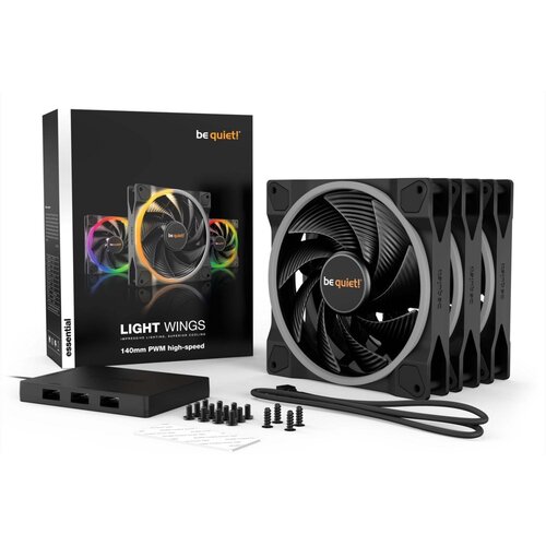 be quiet! Light Wings 140mm PWM High-Speed | 140mm Behuizingsventilator | Zwart | Triple Pack (3 stuks)