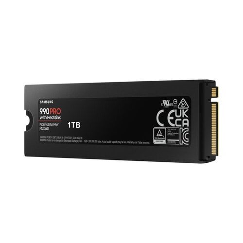 Samsung 990 PRO | 1TB NVMe SSD | M.2 | Gen4 | 7.450MB/s Lezen | 6.900MB/s Schrijven | Heatsink