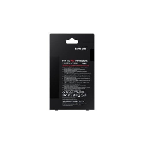Samsung 990 PRO | 1TB NVMe SSD | M.2 | Gen4 | 7.450MB/s Lezen | 6.900MB/s Schrijven | Heatsink