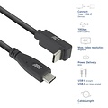 ACT AC7472 | USB 3.2 Gen 2 Kabel | USB-C (recht) naar USB-C (haaks boven/beneden) | 60W | 10Gbps | 2m | Zwart