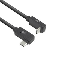 AC7482 | USB 3.2 Gen 2 Kabel | USB-C (haaks links/rechts) naar USB-C (haaks boven/beneden) | 60W | 10Gbps | 2m | Zwart