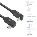ACT AC7482 | USB 3.2 Gen 2 Kabel | USB-C (haaks links/rechts) naar USB-C (haaks boven/beneden) | 60W | 10Gbps | 2m | Zwart