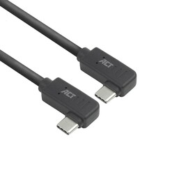 AC7486 | USB 3.2 Gen 2 Kabel | USB-C (haaks links/rechts) naar USB-C (haaks links/rechts) | 60W | 10Gbps | 0,5m | Zwart