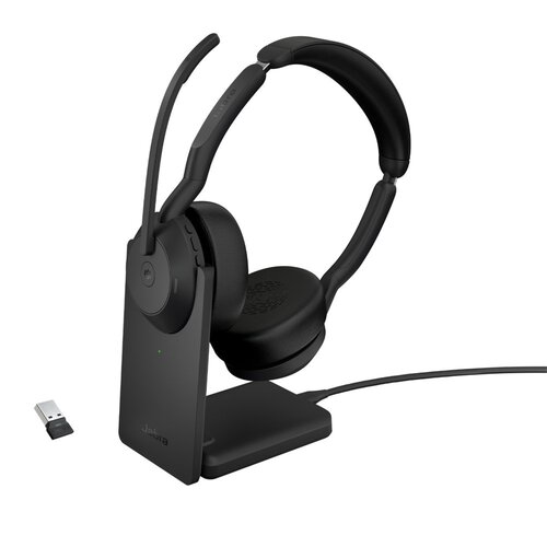 Jabra Evolve2 55 MS Stereo | Bluetooth & USB-A Headset | Met Oplaadhouder | Zwart | Voor Kantoor & Callcenter