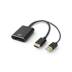 AC7536 | HDMI + USB naar DisplayPort Adapterkabel | 0,24 m | Zwart